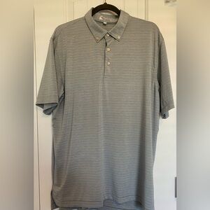 Peter Millar Gray & Blue Striped Summer Comfort Performance Golf Polo Shirt